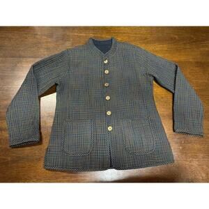 Reversible Lagenlook Cottage Quilted Jacket Women XL Colorful Artsy Texture